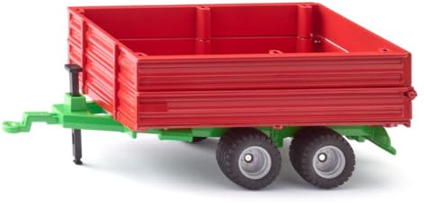 Siku 2881, Tandemachsanhänger, 1:32, Metall/Kunststoff, Rot/Grün, Spielzeug für Kinder, Kippbare Ladefläche, Höhenvariable Seitenwände