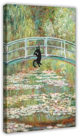 Monet Wasserlilie, hängendes Katzen-Poster, Schlafzimmer, Dekoration, Landschaft, Büro, Raumdekoration, Geschenk, 20 x 30 cm