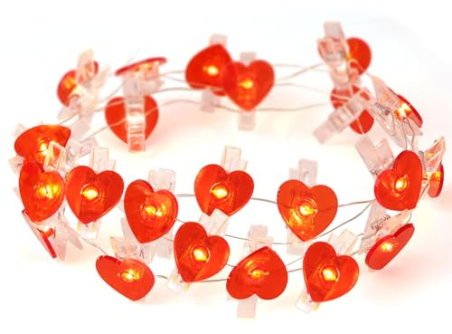Set di 20 luci a LED per foto, 2 m, ghirlanda luminosa, con 20 clip, per adolescenti, ragazze, decorazione per camera da letto, per interni, matrimoni, compleanni, San Valentino