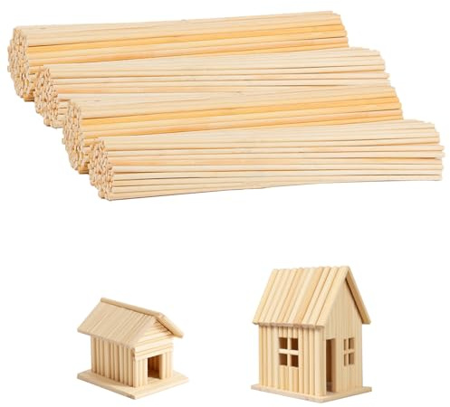 100 Pcs Wood Dowels Rods,Wooden Sticks for Craft,20cm X 5mm,Smooth Natural Hardwood Sticks for Crafts and DIY Cake