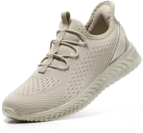 STQ Womens Slip on Shoes Comfortable Orthopedic Shoes for Women Fall Knit Womens Walking Gym Fitness Sneakers Travel Essentials, Taupe, Size 8
