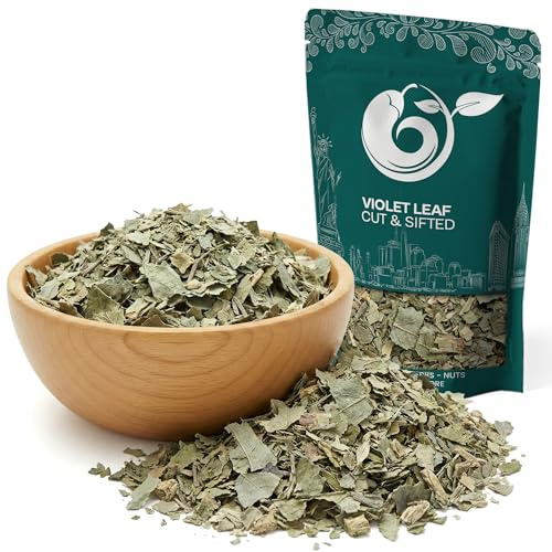 NY Spice Shop Violet Leaf Herb Cut Sifted - 1 Pound Loose Leaf Herbal Ingredient - Viola Odorata - Traditional Herbal Tea Preparation - Mild Earthy Floral Aroma Balanced Herbal Flavor