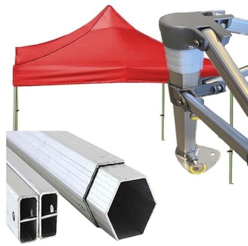 Gazebo certificato IGNIFUGO pieghevole alluminio piantone esagonale 45mm portatile estendibile richiudibile estensibile per fiere eventi stand chiosco tenda tendone (laterali esclusi) (Rosso, 3x3m)
