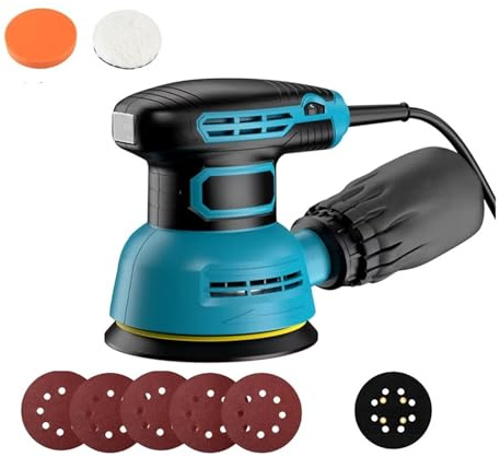 Levigatrice Elettrica Da 300 W, Lucidatrice Orbitale Casuale, A Velocità Variabile Con Carta Vetrata 125 Mm, For Auto Levigatura Fine