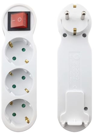 Platt trippel eluttag med strömbrytare och indikatorlampa, 16 A 250 V, 3680 W, kompakt för vägg, multiuttag för kontor, vardagsrum, sovrum, kök