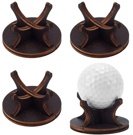 NBEADS 4 Espositore da Golf in Legno, Espositore per Palline Color Cocco da 5.5x2.95cm Versatile Set di Espositori per Palline da Golf Baseball Oggetti da Collezione Sportivi Decorazioni per La Casa
