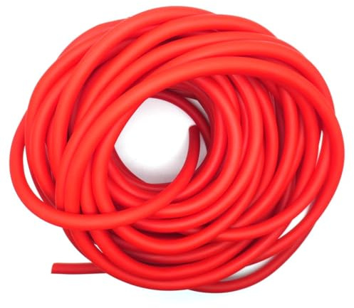 1/5/10M Red Latex Tube, ID 6mm OD10mm Hollow Round High Elastic Rubber Band Sleeve for Fitness Training Tension Rope Equipment， 1pcs(10m)