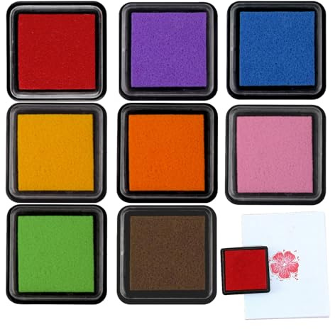 GifBasg 8 Pack Stempelkissen Set, Farbiges Stempelkissen mit wasserbasierter, säurefreier, ungiftiger Tinte, Ideal für Kinder Fingerabdrücke, Scrapbooking, Karten Bastelprojekte
