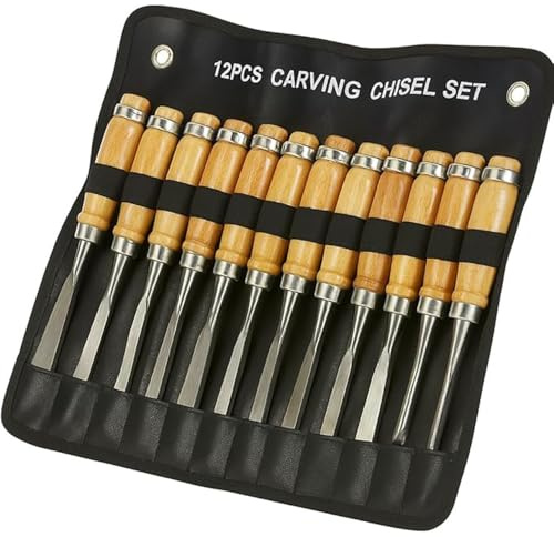 SET SCALPELLI SGORBIE PER LEGNO INTAGLIO INTARSIO SCALPELLINI 12pz CON CUSTODIA