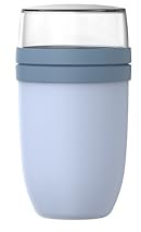 Mepal - Contenitore per il Pranzo XL Ellipse - Tazza di yogurt e di muesli - Scoparti Separati per Yogurt e Muesli - Adatto a Congelatore, Microonde e Lavastoviglie - 750 + 300 ml - Nordic blue
