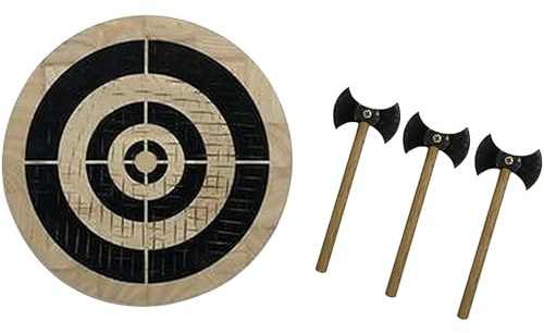 Axe Throwing Game Set - Wooden Target Game with 3 Small Axes - Indoor/Outdoor Safe for Parties and Wall Decoration