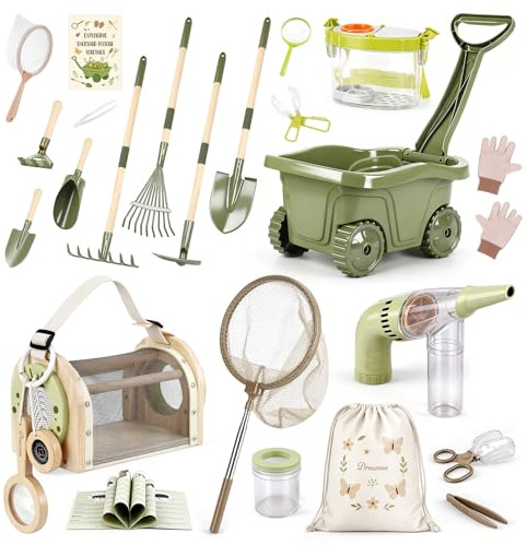Dreamon Outdoor Toys with Bug Catching Kit and Wheelbarrow Set, Kids Ages 3-12 Gifts