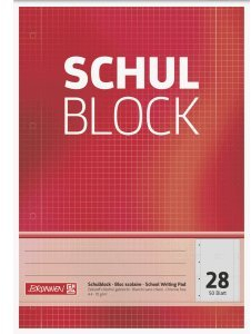 Brunnen 10 x Schulblock A4 kariert Lineatur 28 mit Rand 4-fach gelocht 50 Blatt