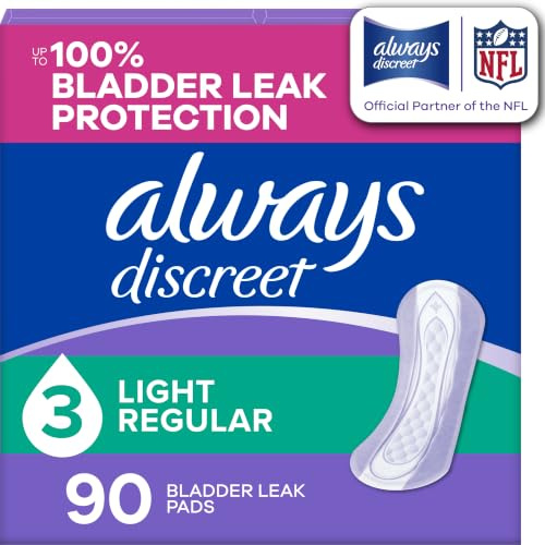 Always Discreet, Almohadillas ligeras para incontinencia, 3 gotas, 30 almohadillas cada una (paquete de 1)