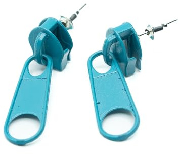Miniblings Reißverschluss Zipper Ohrstecker Zip Upcycling 80s türkis rund | Ohrschmuck, sorgfältig in Berlin gefertigt, auch als Mitbringsel geeignet