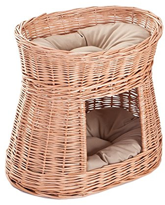 e-wicker24 Alles aus Weide Wicker Cat Basket, Willow, Natural, L 50 x B 40 x H 45 cm