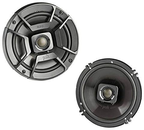 POLK AUDIO DB652 DB+ Series 6.5 Coaxial Speaker for Car & Marine, 2-Way Boat & Car Audio Speaker, 40-22kHz Frequency Response, Polypropylene Woofer Cone & 3/4 Silk Dome Tweeter, Easy Installation