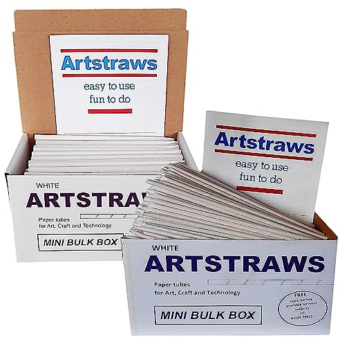 Artstraws White Paper Straws Maxi School Bulk Box Pack for Craft Crafting Modelling Maths Art Straw Packs 4mm and 6mm