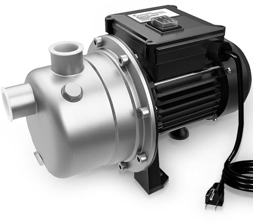 LANCHEZ Shallow Well Pump, Stainless Steel Garden Irrigation Pump, 115V Water Transfer Pump, Water Booster Jet Pump for Home Garden Lawn Farm, Black