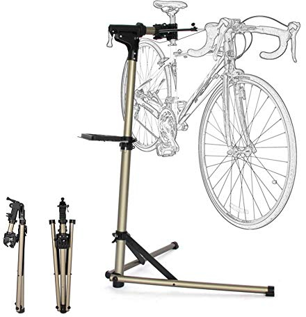 RANRANHOME Fahrrad-Montageständer, Faltbar Startseite Beweglicher Fahrrad Mechaniker Lötstation, Höhenverstellbar, 360 Grad Drehbare Klemm, Reparatur-Werkzeug-Behälter Mit Magneten, Für Bikes Wartung