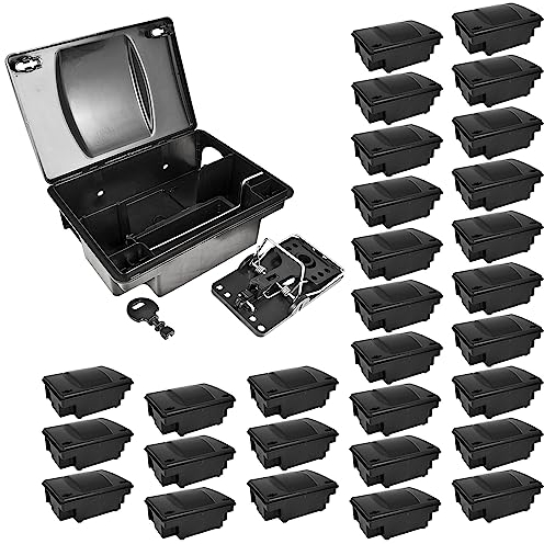30 x Köderstation Ratten Set Köderbox Box Garten Mausfalle Mäuse mit Schlagfalle Rattenköderbox Rattenköderstation Rattenfalle Kinder- Haustiersicher Petigi
