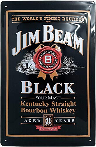 Retro Whiskey Blechschild passend für JIM BEAM Whiskey Liebhaber und Genießer - geprägtes Blechschild für USA Fans, 30 x 20 cm