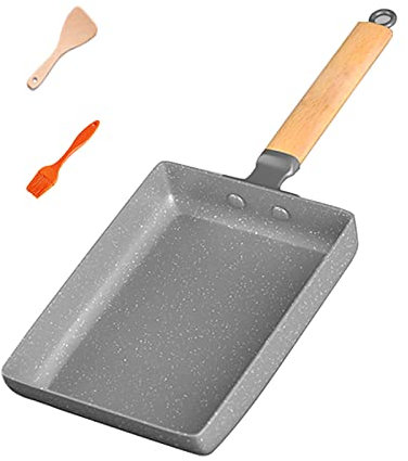 KUCOCOSNEH Tamagoyaki Huevo Pan Tortilla Japonesa Sartén Antiadherente Tortilla Sartén Cocina Granito Revestimiento Aleación de Aluminio Cuadrado Gris-2