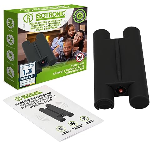 ISOTRONIC Mäuse- & Mardervertreiber mit Tonfrequenzen & Intervallschaltung gegen Gewöhnungseffekt – effektiver Mäuse- & Marderschreck für Autos, Dachböden, Garagen UVM. – tierschonend & sicher (1)
