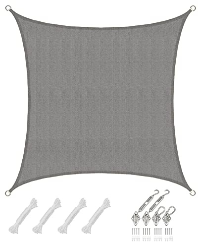 AMANKA 3x3 UV Sonnensegel Quadratisch Wasserdurchlässig - Sonnenschutz Terrassenüberdachung mit Befestigung - Sonnendach Terrasse Balkon Wohnwagen Carport Hasenstall Pool Segel Sichtschutz Garten