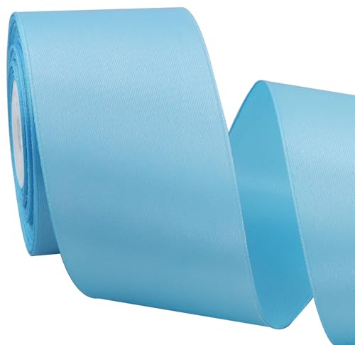 TONIFUL 5cm x 20M Hellblau ​band breit geschenkband große schleife satinband für auto Bogen Schleifen Partydekoration Stuhl Hochzeit Der Valentinstag Geschenkverpackungen Strauß geschenkband
