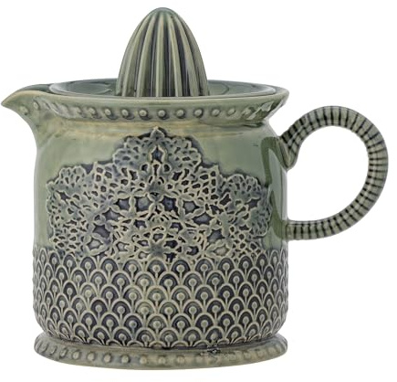 Bloomingville Liselu Zitronensaftpresse, Grün, Steingut, L17,5xH15,5xW12 cm - Effektives Pressen von Zitrusfrüchten mit reaktiver Glasur