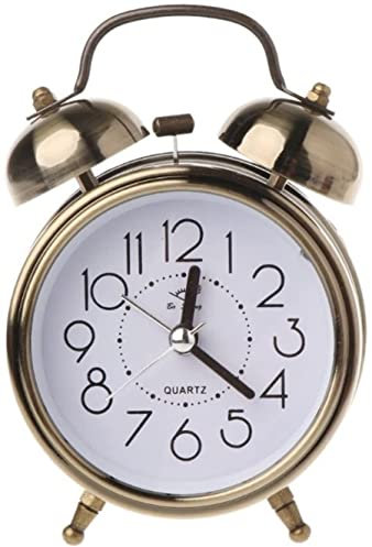 Sveglia retrò, Sveglia da Comodino Vecchio Stile, Sveglia Meccanica da Tavolo retrò Luce Notturna Doppio Campanello Comodino Silenzioso Metallo Camera da Letto Digitale Decorazione Domestica (Colore: