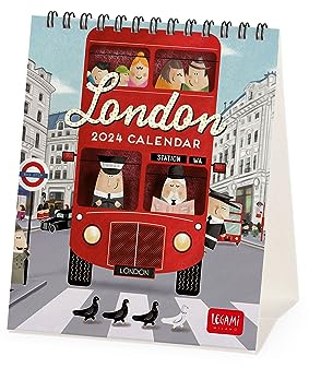 Legami - Tischkalender 2024, 12 Monate und Jahresplaner 2025, Platz für Notizen und Notizen, Wochenzahl, Sternzeichen und internationale Feiertage, einzelne Cellophanierung, 12 x 14,5 cm