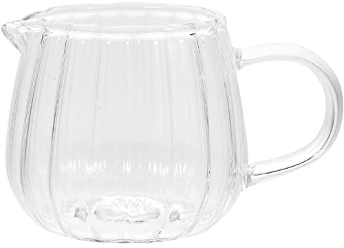 ULTECHNOVO Striped Glass Milk Jug Mini Creamer Pitcher 2.8 Oz Heat Resistant Milk Pourer for Coffee Espresso Sauce Serving
