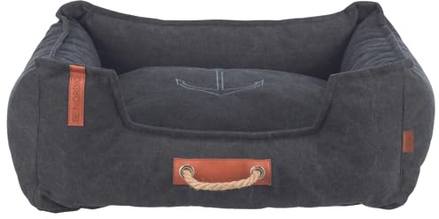 TRIXIE Hundsäng BE Nordic Föhr 80 x 60 cm i svart – fyrkantig hundkorg för små och stora hundar – mysig hundkorg med praktiskt bärhandtag – mjuk och tvättbar – 37451