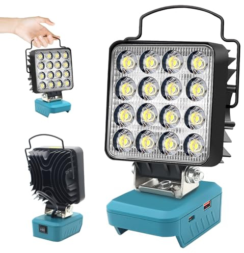 Aernair 34W 5000LM Flashlight - Compatible with Makita 18V LXT Battery, 2 Brightnesses LED Work Light with USB and Type-C, Spotlight for Construction and Camping
