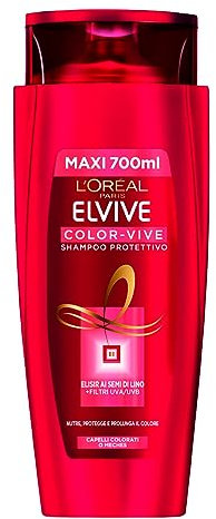L'Oréal Paris Elvive Color-Vive Shampoo Protettivo per Capelli Colorati o con Mèches Esalta Luminosità Colore con Filtri Raggi UVA/UVB - Flacone da 700ml