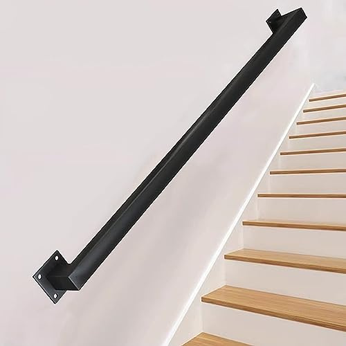 SXBHDM Handlauf für Treppen, 180 cm, 2 m, 240 cm, 3 m, Treppengeländer, Geländer, Stützstange für drinnen und draußen, Wandmontage, Sicherheitshandlauf, schwarzes Metall, Schmiedeeisen (Size : 180cm)