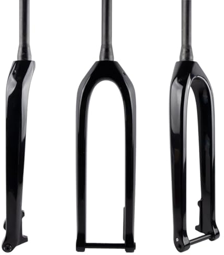 27.5 29 Forcella Rigida Per Mountain Bike In Carbonio Freno A Disco Forcella Rigida MTB 1-1/2'' Conico Asse Passante 15x110mm Forcella Boost Senza Filettatura Tubo Sterzo ( Color : Glossy black , Size