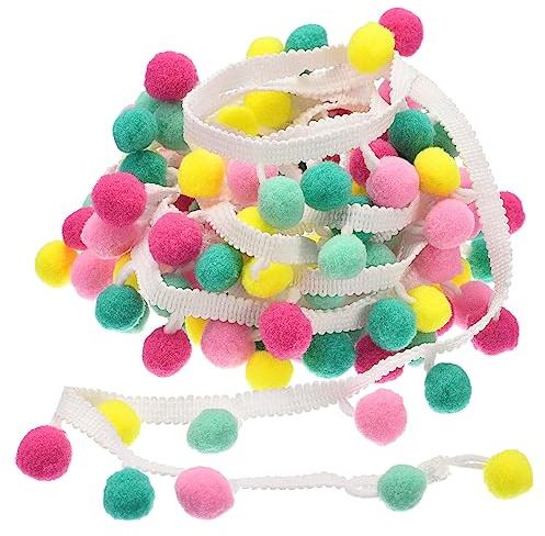 QUARKZMAN 2 Pom Pom Ball Fransenborte, Band Nähen DIY Bastelzubehör für Vorhänge, Kleidung, Kissen Dekoration, Bunt