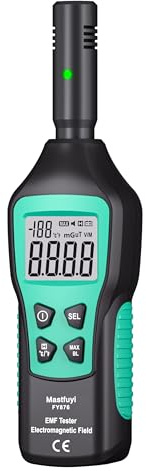 Mastfuyi Misuratore EMF, Rilevatore EMF, Tester EMF LCD Digitale, Rilevatore di Radiazioni Elettromagnetiche per Esterni, Casa, Ufficio, Caccia ai Fantasmi, Allarme Acustico, Spie Luminose