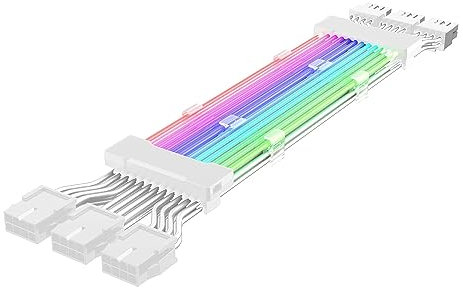 Knadgbft Câble d'extension ARGB pour boîtier PC ATX 3 x 8 broches PCI-E GPU Neon Color Line ARGB Streamer Transfert Carte graphique Câble d'alimentation durable