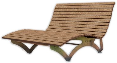 SCALANT Waldsofa Classic mit Polsterauflage Wave + Schutzhülle, WPC-Latten, für 2-3 Personen, Sonnenliege, Außenliege, Wellenliege, Relaxliege, Liege für den Garten, feuerverzinkt