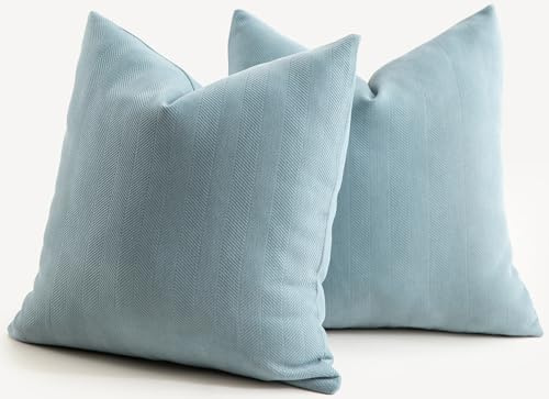 Mandioo 2er Set Kissenbezug 45x45 cm Hellblau Chenille Kissenbezüge weich Gemütlich langlebig modern Zierkissenbezug Dekokissen Kissenhülle für Sofa Wohnzimmer Schlafzimmer