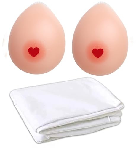 WISFANCY Kit de prothèse Mammaire en Silicone pour Oreiller corporel Dakimakura Housses d'anime, Forme de Goutte d'eau avec Housse d'oreiller corporel étreignant 160x50 cm, (E Cup, 1400g/paire)