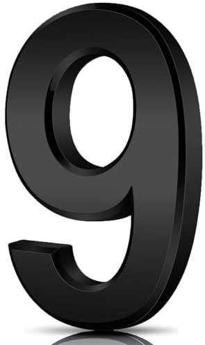 Numéros de porte, numéros de maison, boîtes aux lettres 3D imperméables, numéros d'adresse, autocollants pour maison, boîte aux lettres, appartement, hôtel, cour, café (noir, 9)