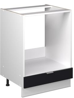 Vicco Herdumbauschrank Fame-Line, Schwarz gestreift, 60 cm | MDF-Front · Ohne Arbeitsplatte · Höhenverstellbare Füße · Metallgriffe · Einfache Integration ✓