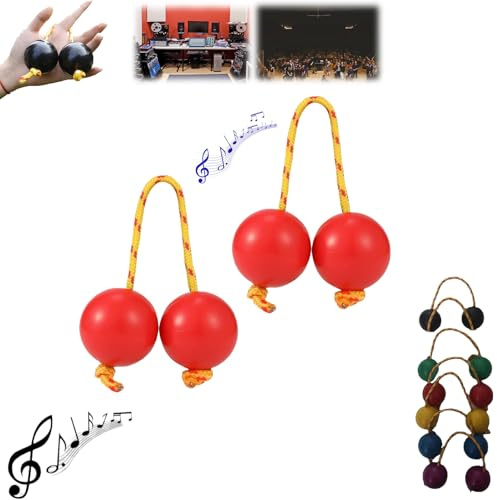 YOUKENE Koshkash, 2 Pair Kush Kash Shakers, Asalato Rhythmic Ball Kashaka Instrument, Hand Musical Percussion African Shaker Instrument, Easy to Play for Adults and Teenagers at Shows (2 Pairs Red)