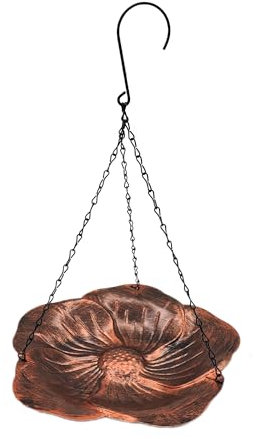 LIANCHEN Gusseisen Vogelbad für Garten Vobelbecken Vogeltränke zum Aufhängen Groß Futterstation für Wildvögel Vogelfutterspender Metall Hängendes Vogelbad Wassertränke für Vögel, Balkon (Bronze)