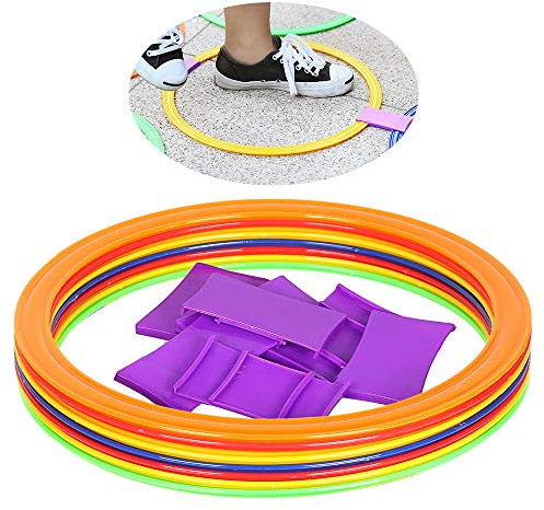 lyrlody 10pcs Fußball-Trainingsring, 28cm Flexible Trainingsringe Koordinationsringe Ring für Agilität und Geschwindigkeit mit 10 Clips, zum Koordinations Ausdauertraining